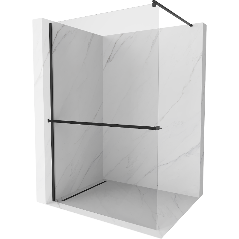 Mexen Kioto+ душова стена с рафт Walk-in 80 x 200 см, прозрачен, черен - 800-080-121-70-00