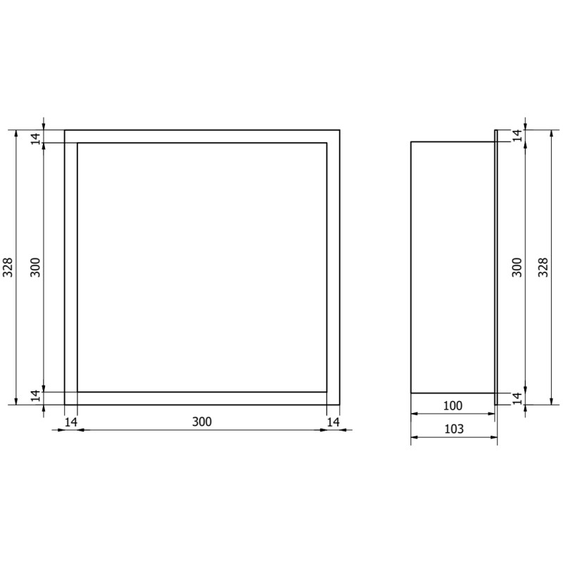 Mexen X-Wall-R нишева полица с яка 30 x 30 см, четкано оръжееносиво - 19E0303010