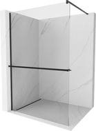 Mexen Kioto+ стена за душ  с полица Walk-in 120 x 200 см, прозрачна, черна - 800-120-121-70-00