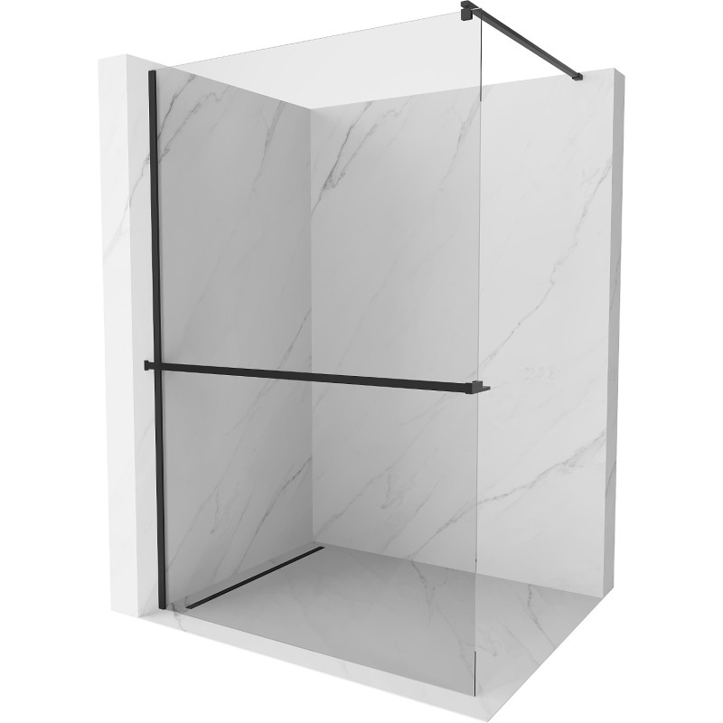 Mexen Kioto+ душ параван с рафт Walk-in 130 x 200 см, прозрачен, черен - 800-130-121-70-00