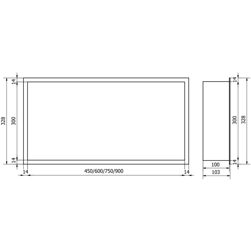 Mexen X-Wall-R вградена полица с яка 60 x 30 см, четка в цвят gun gray - 19E0603010