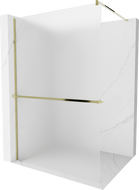Mexen Kioto+ душ кабина с рафт Walk-in 120 x 200 см, мъглива, златна - 800-120-121-50-30