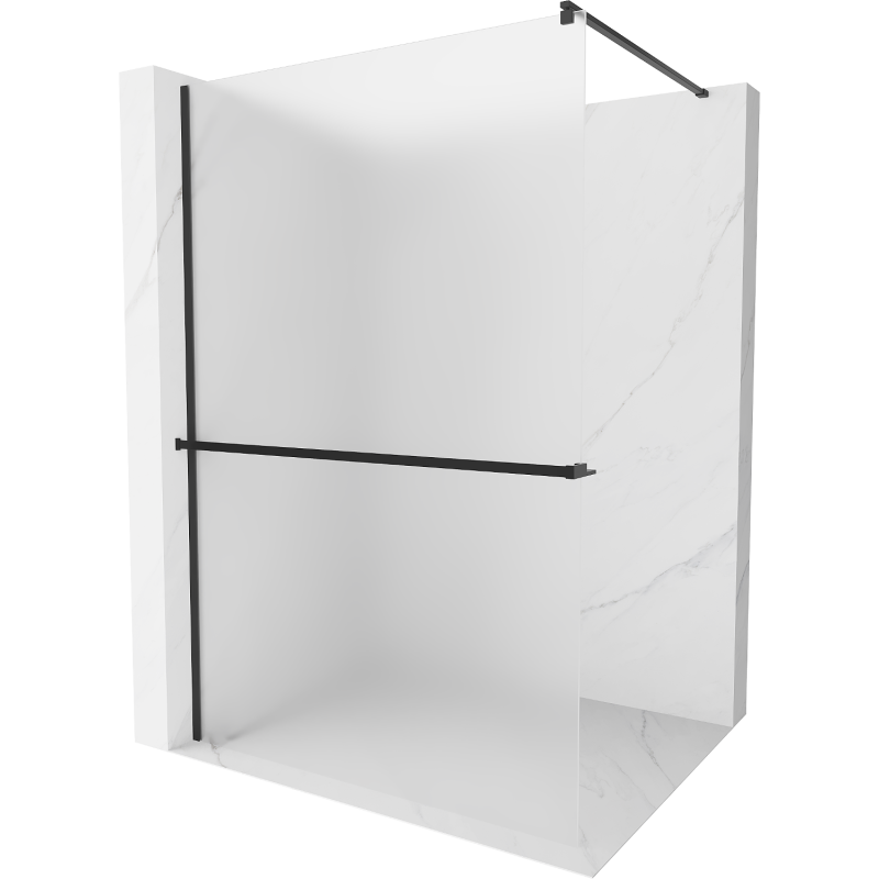 Mexen Kioto+ стенка за душ с рафт Walk-in 100 x 200 см, матирано, черно - 800-100-121-70-30