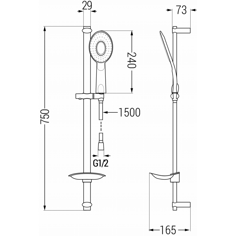Mexen DB73 комплект за плъзгащ се душ, черен - 785734584-70