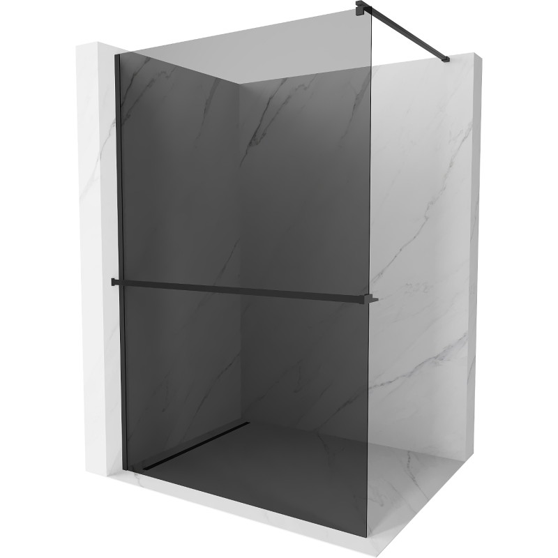 Mexen Kioto+ Душ стена с рафт Walk-in 70 x 200 см, графит, черна - 800-070-121-70-40