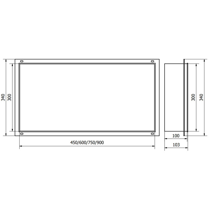 Mexen X-Wall-NR вдлъбната лавица без рамка 45 x 30 см, четка с пушечно сиво