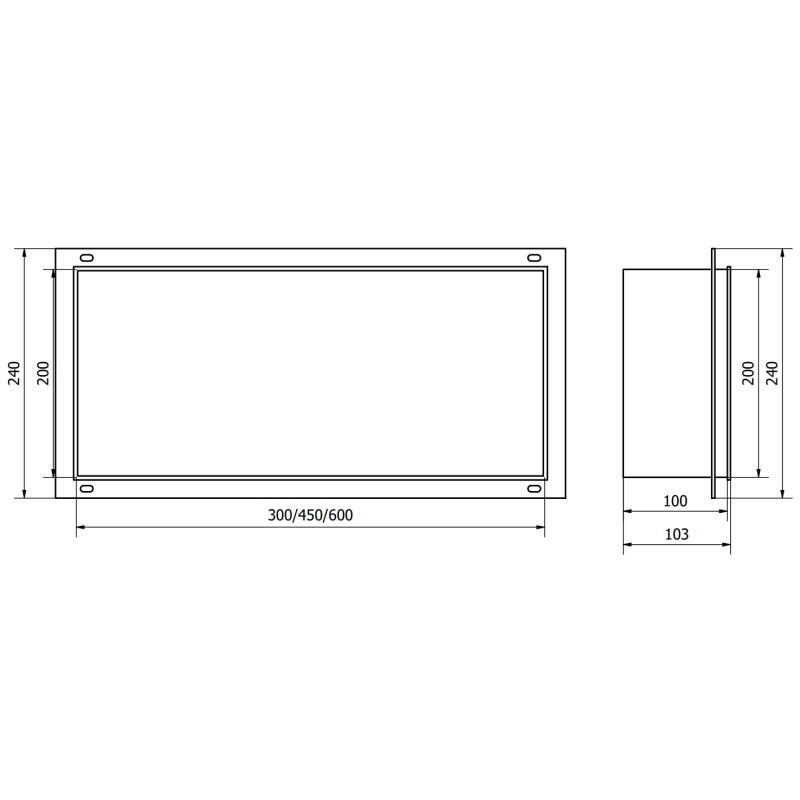 Mexen X-Wall-NR нишева полица без фланец 60 x 20 см, четкаво сиво - 19E1602010