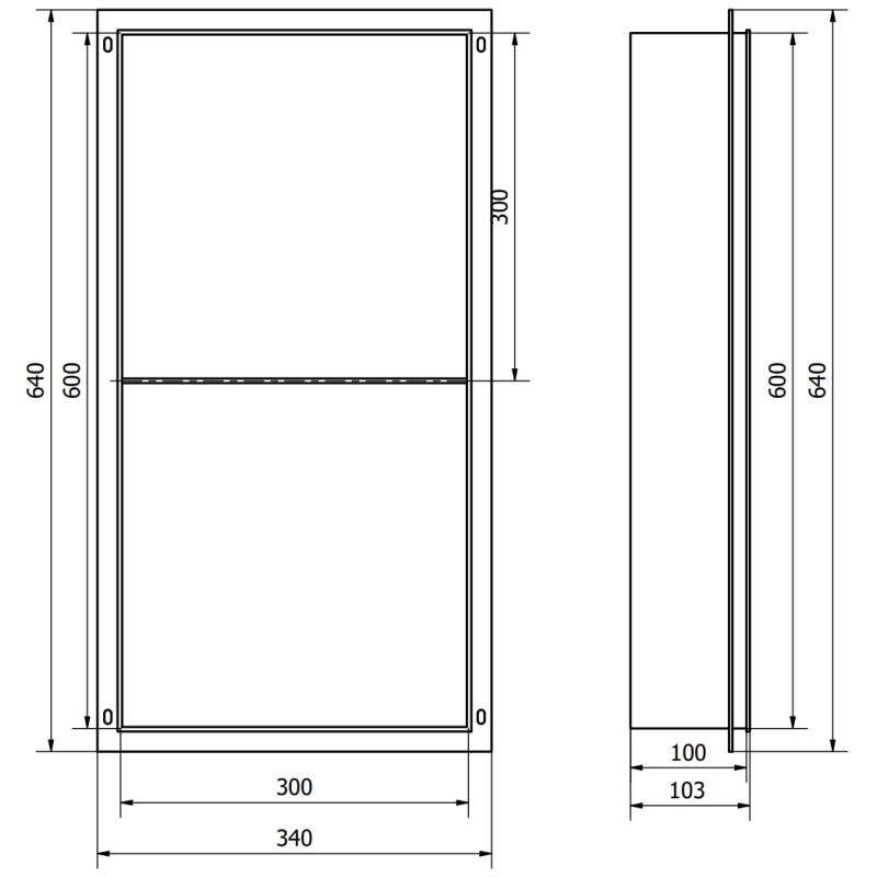 Mexen X-Wall-NR рафт без фланец с рафт 60 x 30 см, четкавано gun gray - 19E1603010S