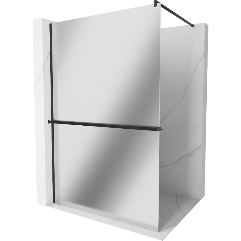 Mexen Kioto+ душ панел с рафт Walk-in 100 x 200 см, огледало, черен - 800-100-121-70-50