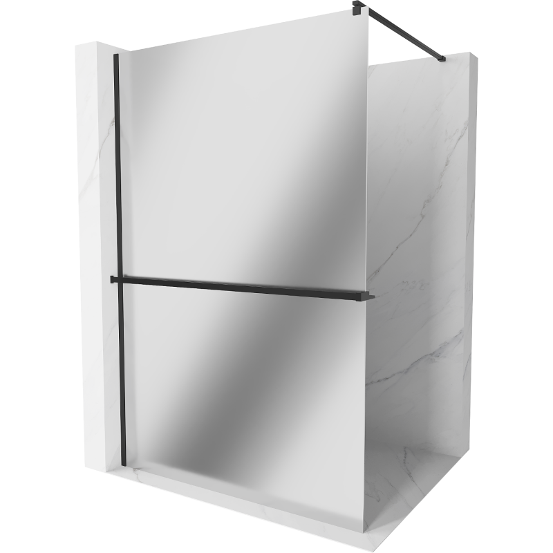 Mexen Kioto+ душ стена с рафт Walk-in 100 x 200 см, огледало, черна - 800-100-121-70-50