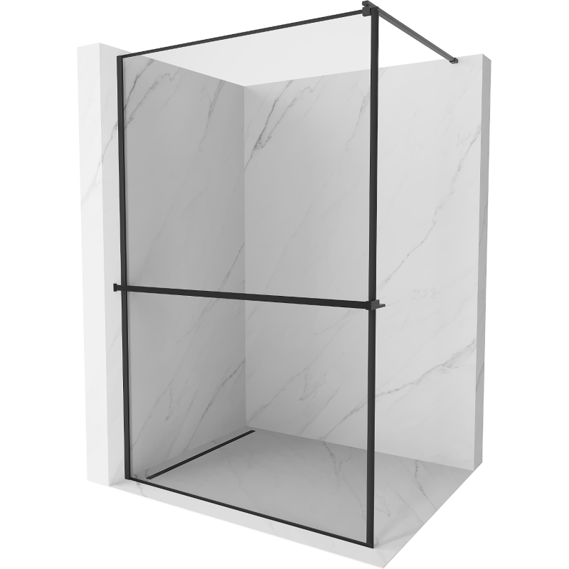 Mexen Kioto+ душ кабина с рафт Walk-in 90 x 200 см, черна рамка, черен - 800-090-121-70-70