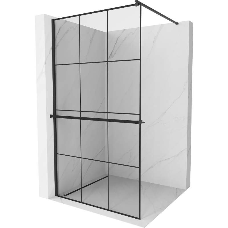 Mexen Kioto+ душ кабина с рафт Walk-in 110 x 200 см, черна решетка, черна - 800-110-121-70-77
