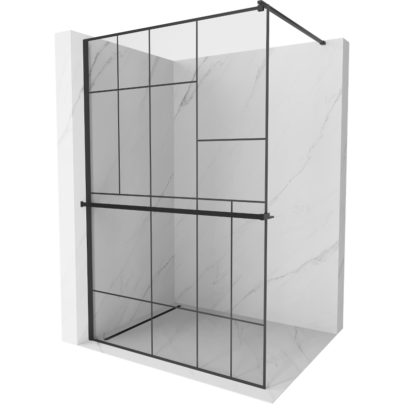 Mexen Kyōto+ Душ стена с рафт Walk-in 100 x 200 см, черен модел, черно - 800-100-121-70-78