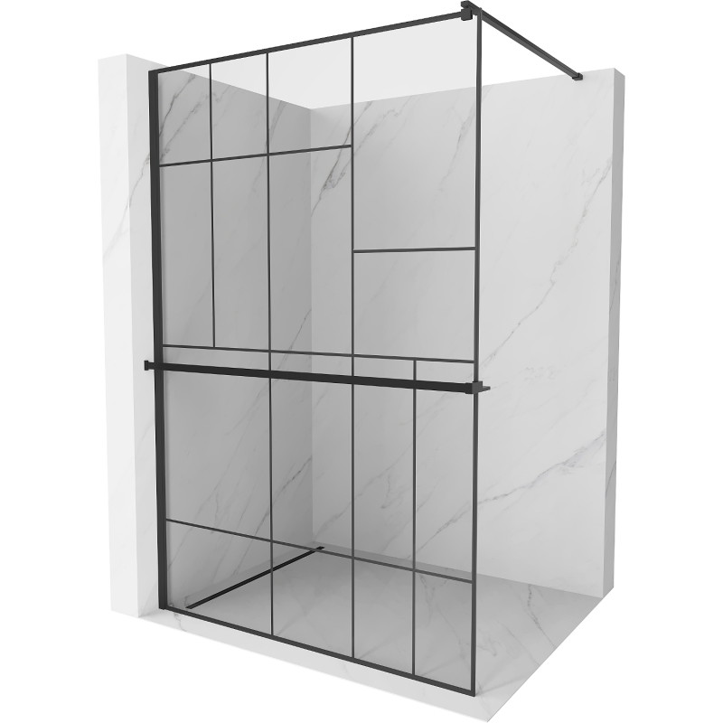 Mexen Kioto+ стенна преграда за душ с рафт Walk-in 140 x 200 см, черен мотив, черен