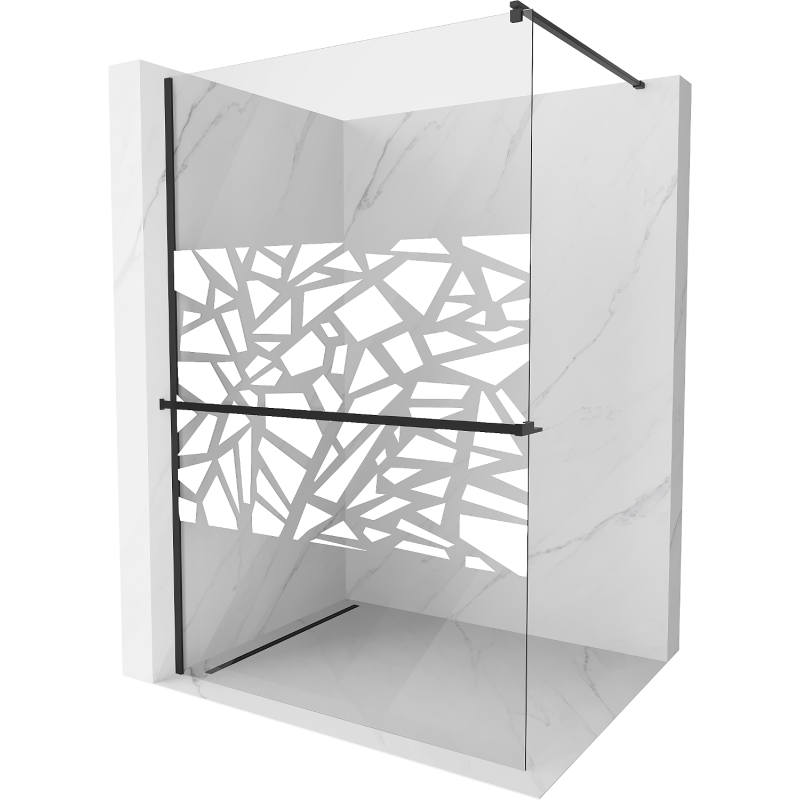 Mexen Kioto+ душ стена с рафт Walk-in 70 x 200 см, бял модел, черен - 800-070-121-70-85