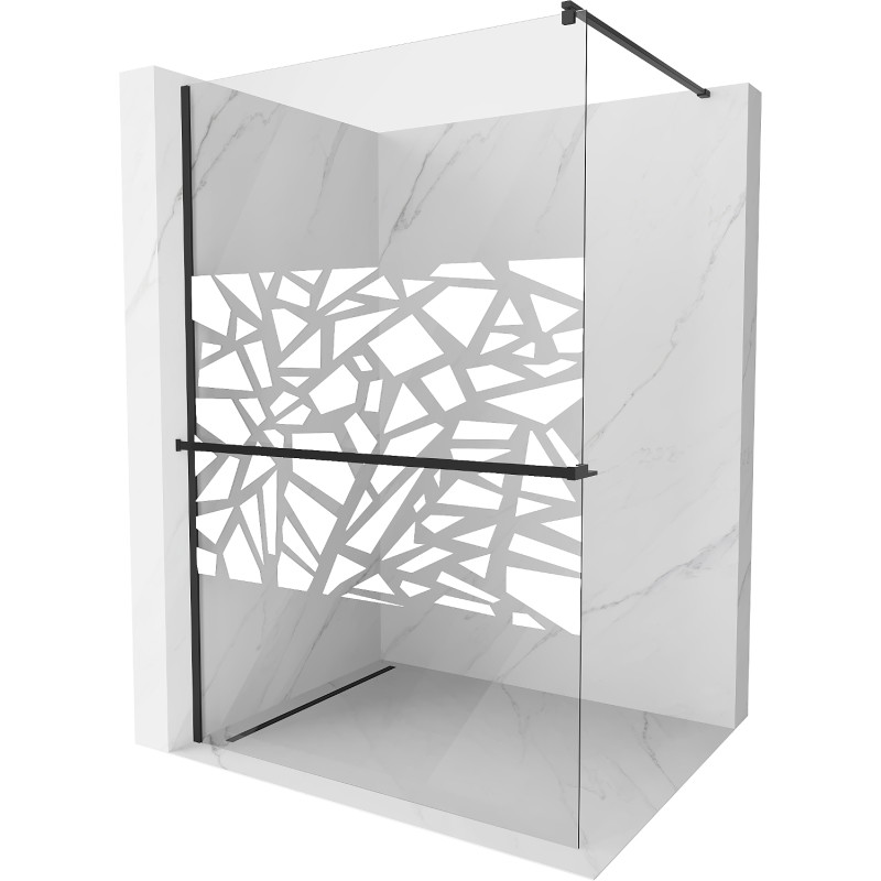 Mexen Kioto+ душ кабина с рафт Walk-in 130 x 200 см, бял модел, черна - 800-130-121-70-85