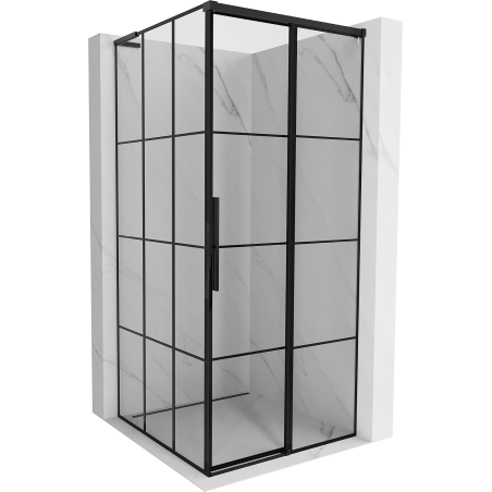 Mexen Rox L плъзгаща се душ кабина дясна 120 x 120 см, черна решетка, черна - 8C2L-120-120-70-77-P