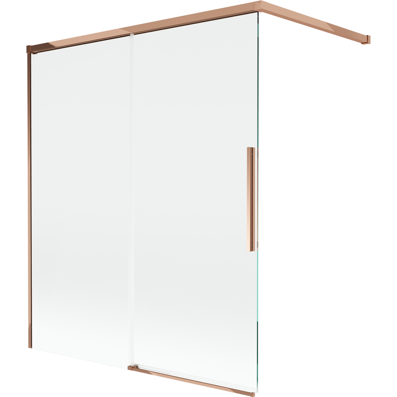Mexen Rox параван за вана, плъзгащ се с 2 крила, 140 x 150 cm, прозрачен, розово злато - 8C9-140-003-60-00