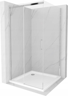 Mexen Omega плъзгаща се душ кабина 100 x 100 см, прозрачна, хром + корито Flat