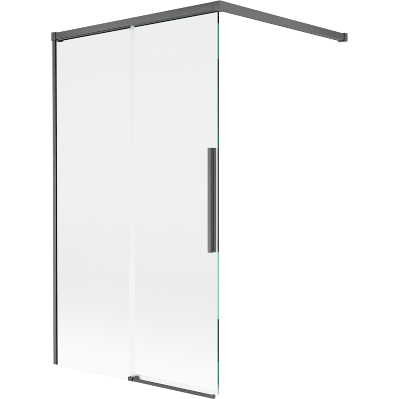 Mexen Rox двукрилен плъзгащ се душ параван, 100 x 150 см, прозрачен, с четка в цвят пистолетно сиво - 8C9-100-003-66-00