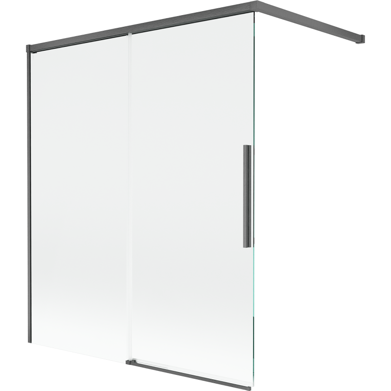 Mexen Rox параван за вана, плъзгащ се с две крила 140 x 150 см, прозрачен, сиво с четкан завършек - 8C9-140-003-66-00
