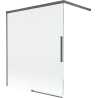 Mexen Rox параван за вана, плъзгащ се с две крила 140 x 150 см, прозрачен, сиво с четкан завършек - 8C9-140-003-66-00