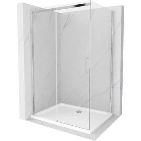 Mexen Omega плъзгаща се душ кабина 100 x 80 см, прозрачна, хром + корито Flat - 825-100-080-01-00-4010