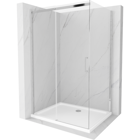 Mexen Omega плъзгаща се душ кабина 100 x 90 см, прозрачна, хром + корито Flat