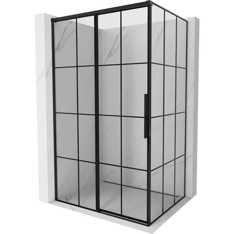 Mexen Rox плъзгаща се душ кабина лява 150 x 90 см, черна решетка, черна -