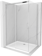 Mexen Omega плъзгаща се душ кабина 120 x 80 см, прозрачна, хром + корито Flat