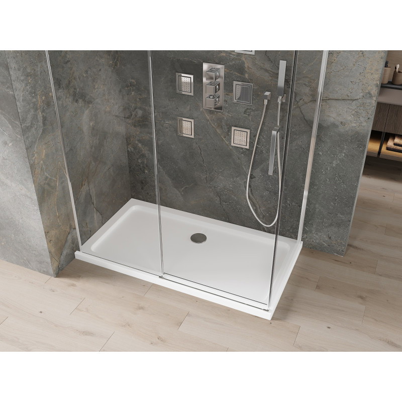 Mexen Omega раздвижна душ кабина 130 x 70 см, прозрачна, хром + поддушник Flat