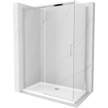 Mexen Omega раздвижна душ кабина 130 x 70 см, прозрачна, хром + поддушник Flat