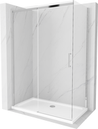 Mexen Omega плъзгаща се душ кабина 140 x 70 см, прозрачна, хром + корито Flat