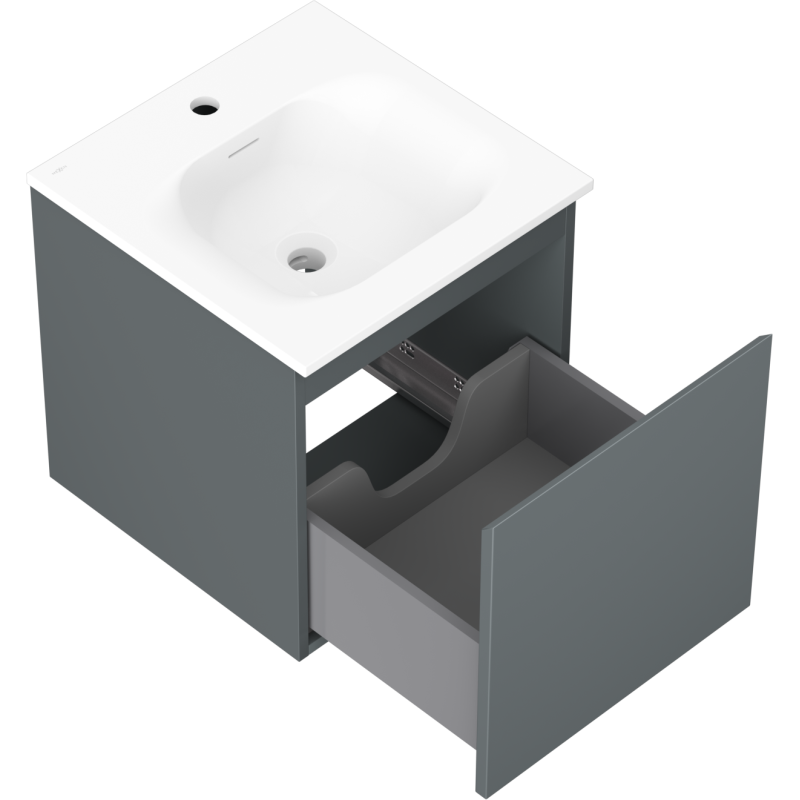Mexen Orio шкаф за баня 45 cm с мивка Vela, 1 чекмедже, графит мат/бял мат - 91A10-04547-1-BF66-W23M01