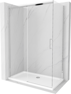 Mexen Omega душ кабина с плъзгащи се врати 140 x 80 см, прозрачен, хром + под  Flat - 825-140-080-01-00-4010