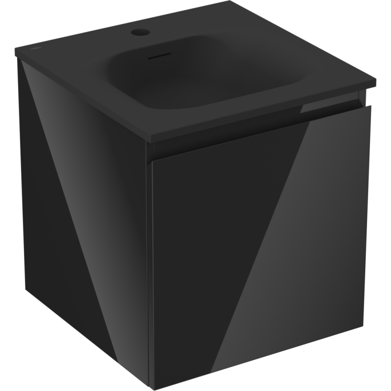 Mexen Orio баня шкаф 45 см с мивка Vela, 1 чекмедже, блясък черен/мат черен - 91A10-04547-1-BF70-W23M71
