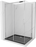 Mexen Omega плъзгаща се душ кабина 100 x 80 см, прозрачна, хром + поддушово корито, черно - 825-100-080-01-00-4070