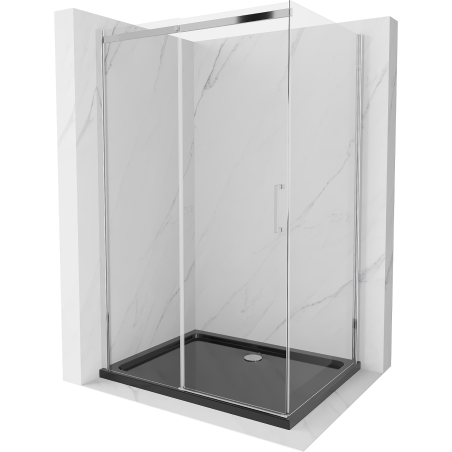Mexen Omega душ кабина с плъзгащи се врати 120 x 80 см, прозрачен, хром + Flat поддон, черен - 825-120-080-01-00-4070