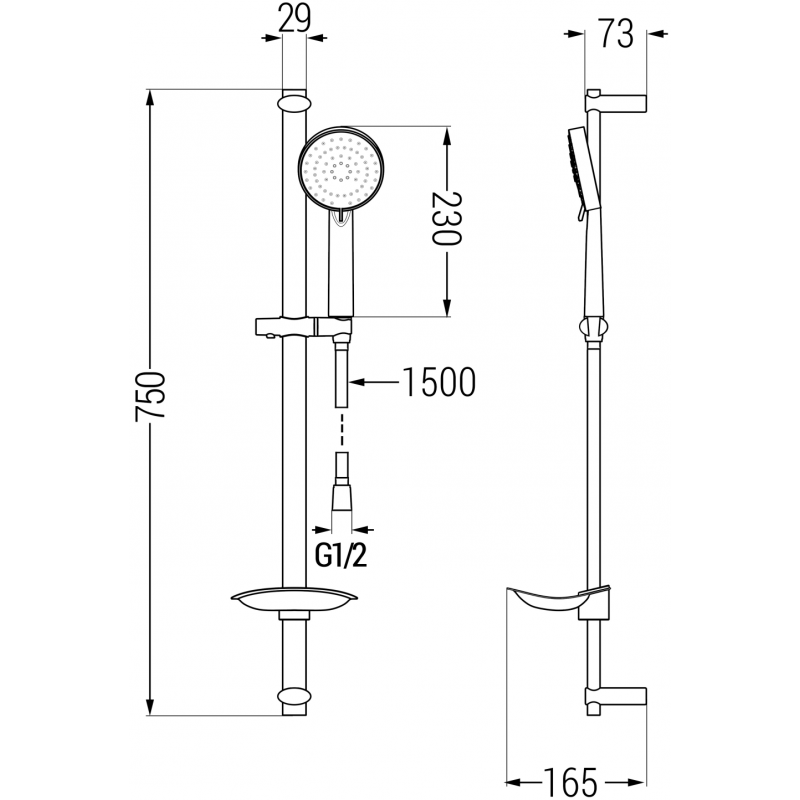 Mexen DB75 комплект плъзгащ се душ, хром - 785754584-02