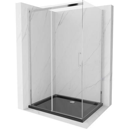 Mexen Omega плъзгаща се душ кабина 120 x 90 см, прозрачна, хром + душ поддушие Flat, черно - 825-120-090-01-00-4070
