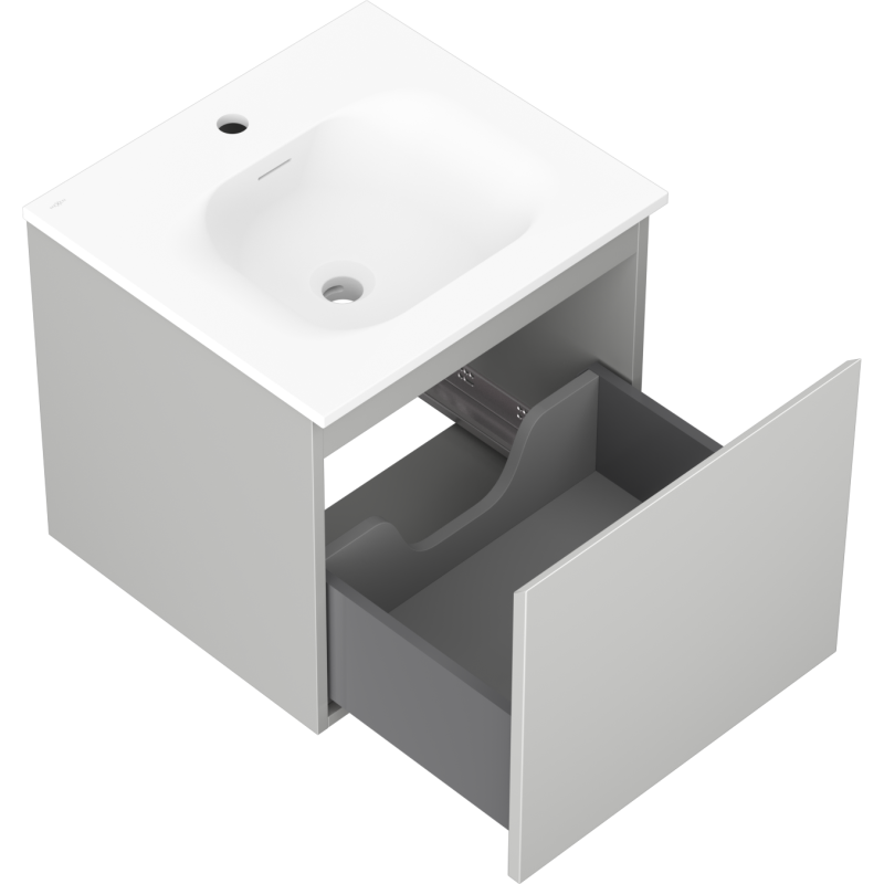 Mexen Orio шкафче за баня 50 см с мивка Vela, 1 чекмедже, сив мат/бял мат - 91A10-05047-1-BF62-W23M01