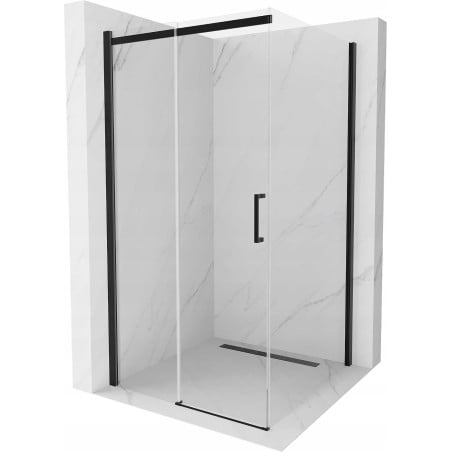 Mexen Omega ъглова плъзгаща се душ кабина 100 x 100 см, прозрачна, черна - 825-100-100-70-00
