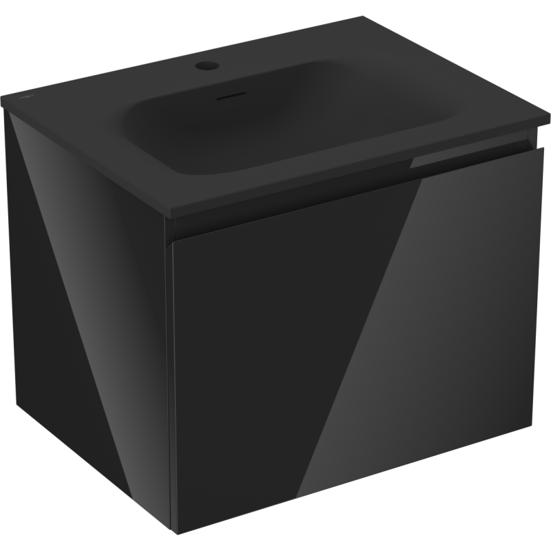 Mexen Orio шкаф за баня 60 см с умивалник Vela, 1 чекмедже, черен гланц/черен мат - 91A10-06047-1-BF70-W23M71
