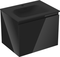 Mexen Orio шкаф за баня 60 см с умивалник Vela, 1 чекмедже, черен гланц/черен мат - 91A10-06047-1-BF70-W23M71