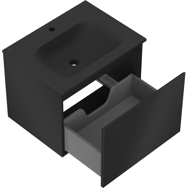Mexen Orio шкаф за баня 60 см с мивка Vela, 1 чекмедже, черен мат - 91A10-06047-1-BF71-W23M71
