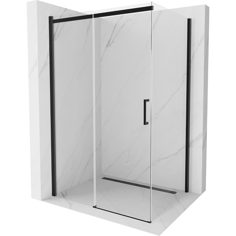Mexen Omega душ кабина плъзгаща се 120 x 80 см, прозрачна, черна - 825-120-080-70-00