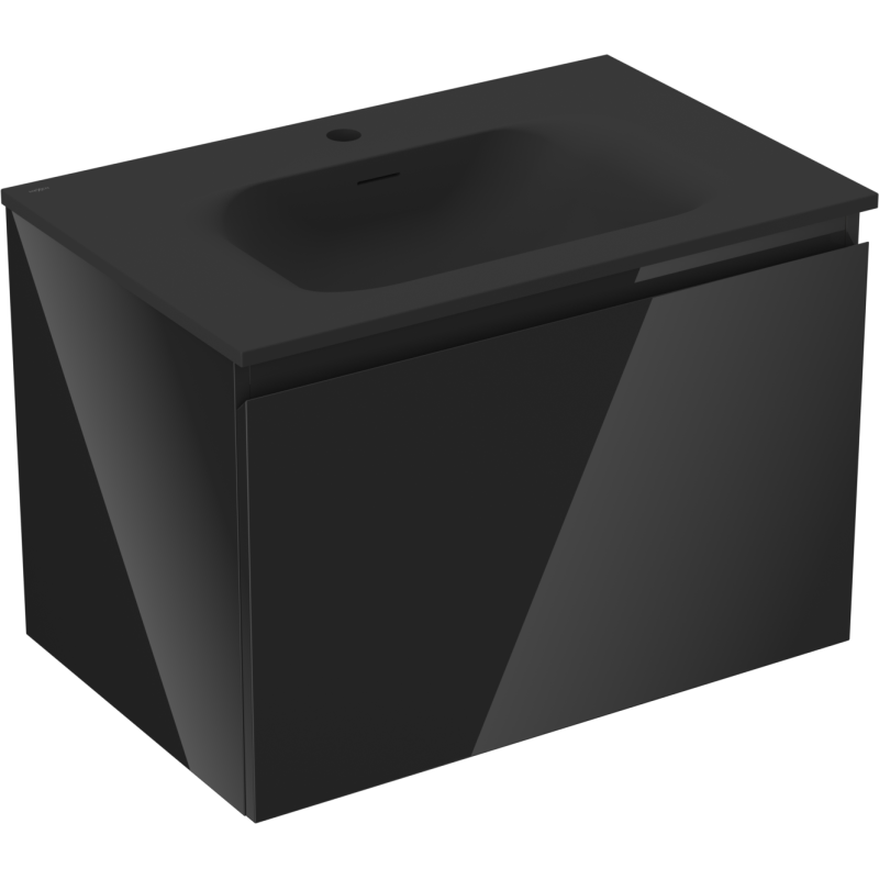 Mexen Orio шкаф за баня 70 см с мивка Vela, 1 чекмедже, черен гланц/черен мат - 91A10-07047-1-BF70-W23M71