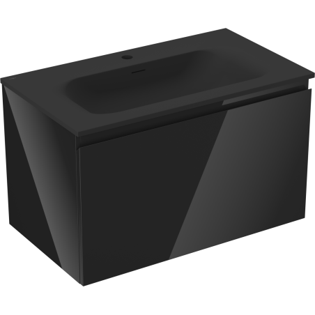 Mexen Orio шкаф за баня 80 см с мивка Vela, 1 чекмедже, черен гланц/черен мат