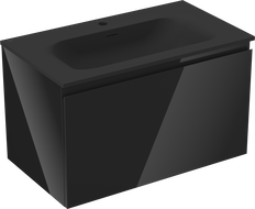 Mexen Orio шкаф за баня 80 см с мивка Vela, 1 чекмедже, черен гланц/черен мат