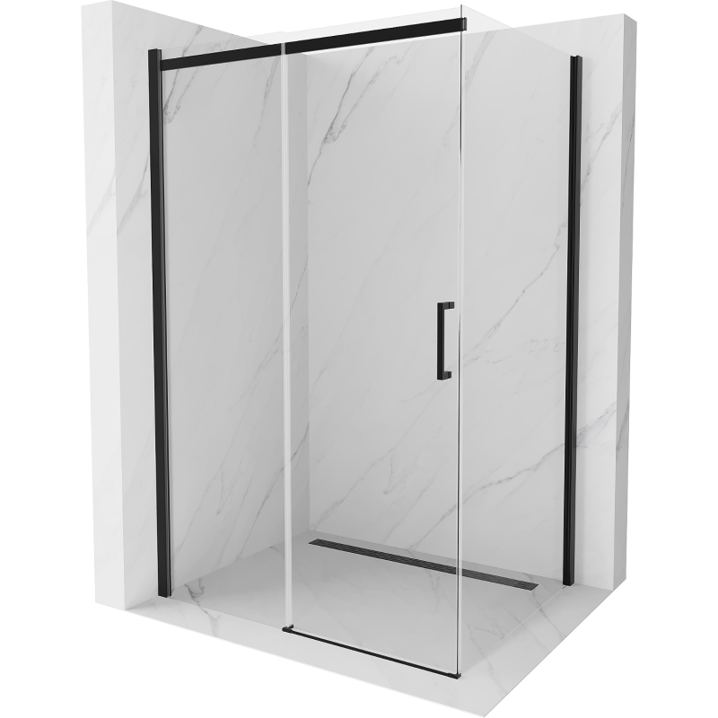 Mexen Omega плъзгащ се душ кабина 130 x 100 см, прозрачна, черна - 825-130-100-70-00